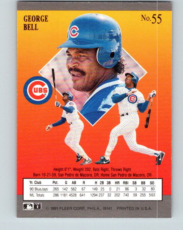 1991 Ultra #55 George Bell Mint Chicago Cubs