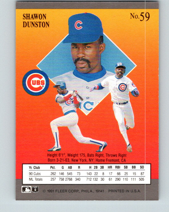 1991 Ultra #59 Shawon Dunston Mint Chicago Cubs