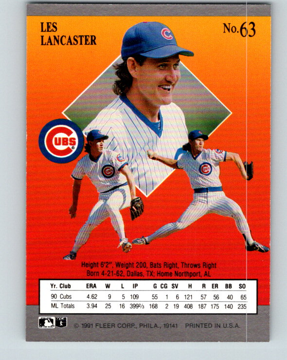 1991 Ultra #63 Les Lancaster Mint Chicago Cubs