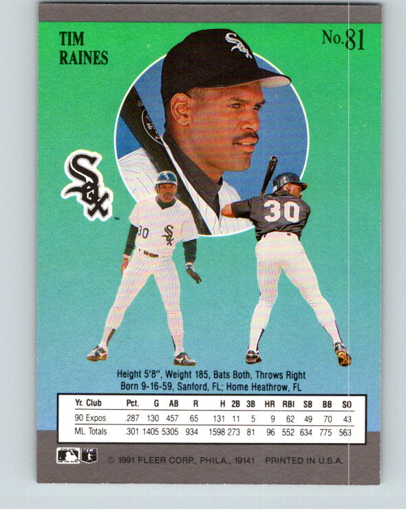 1991 Ultra #81 Tim Raines Mint Chicago White Sox