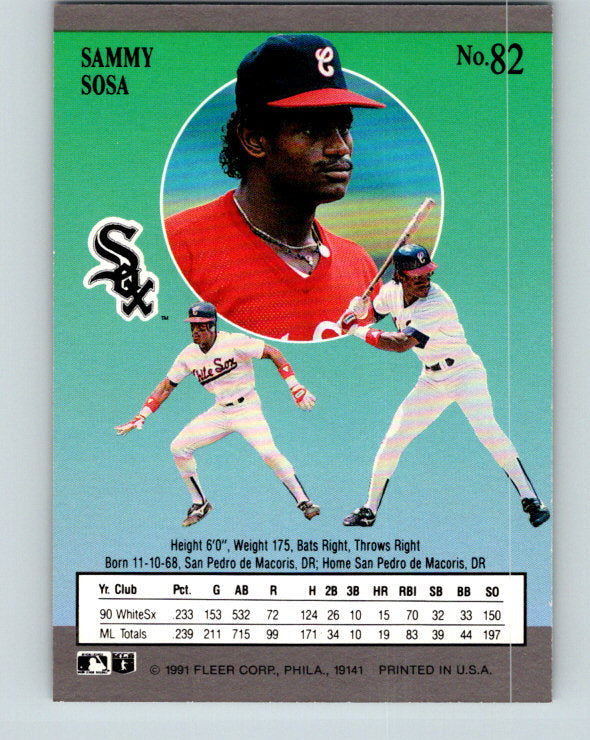 1991 Ultra #82 Sammy Sosa Mint Chicago White Sox