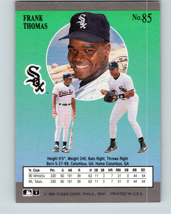 1991 Ultra #85 Frank Thomas Mint Chicago White Sox