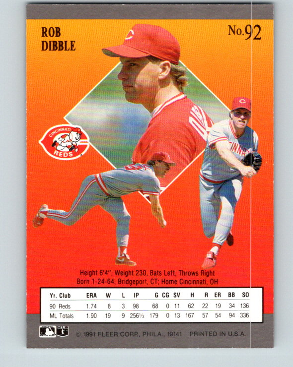 1991 Ultra #92 Rob Dibble Mint Cincinnati Reds