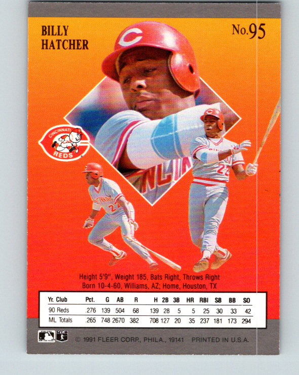 1991 Ultra #95 Billy Hatcher Mint Cincinnati Reds