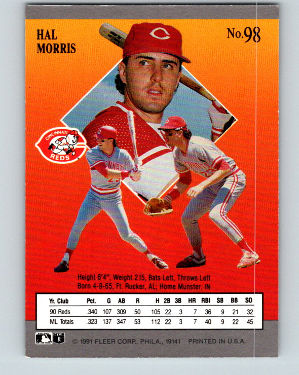 1991 Ultra #98 Hal Morris Mint Cincinnati Reds