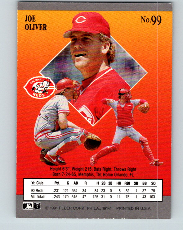 1991 Ultra #99 Joe Oliver Mint Cincinnati Reds