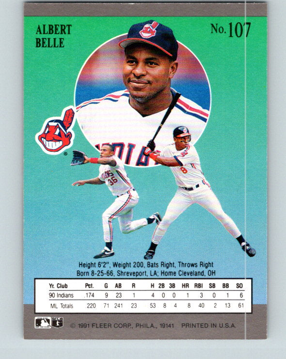 1991 Ultra #107 Albert Belle Mint Cleveland Indians