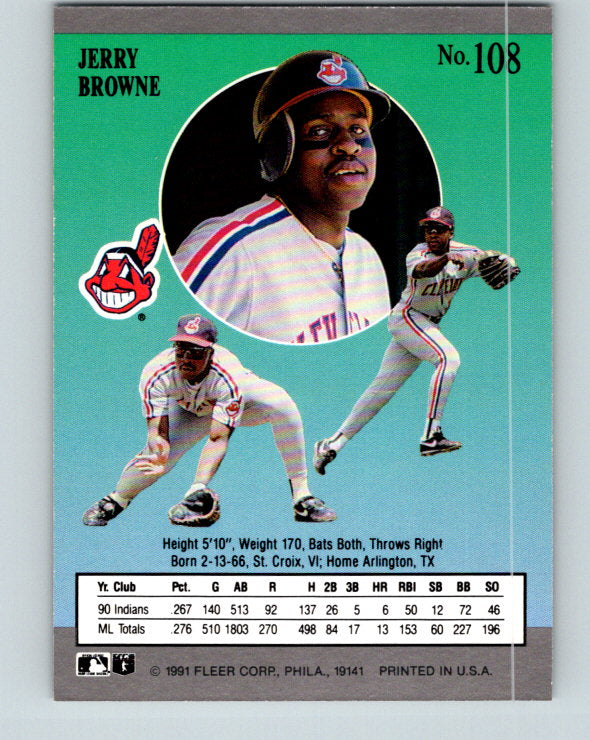 1991 Ultra #108 Jerry Browne Mint Cleveland Indians