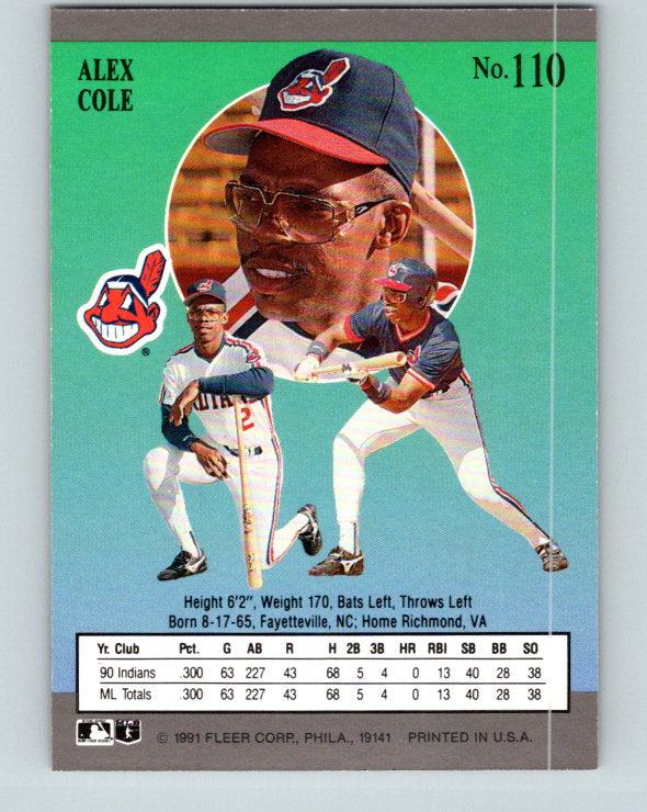 1991 Ultra #110 Alex Cole Mint Cleveland Indians