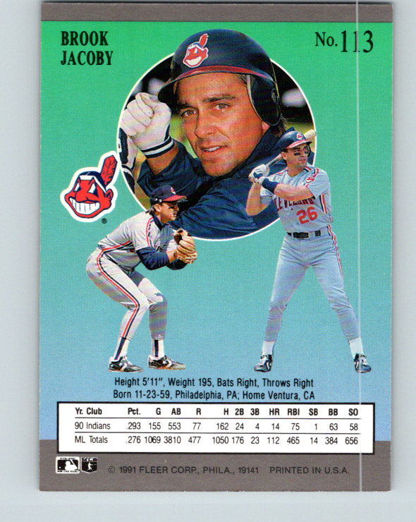 1991 Ultra #113 Brook Jacoby Mint Cleveland Indians
