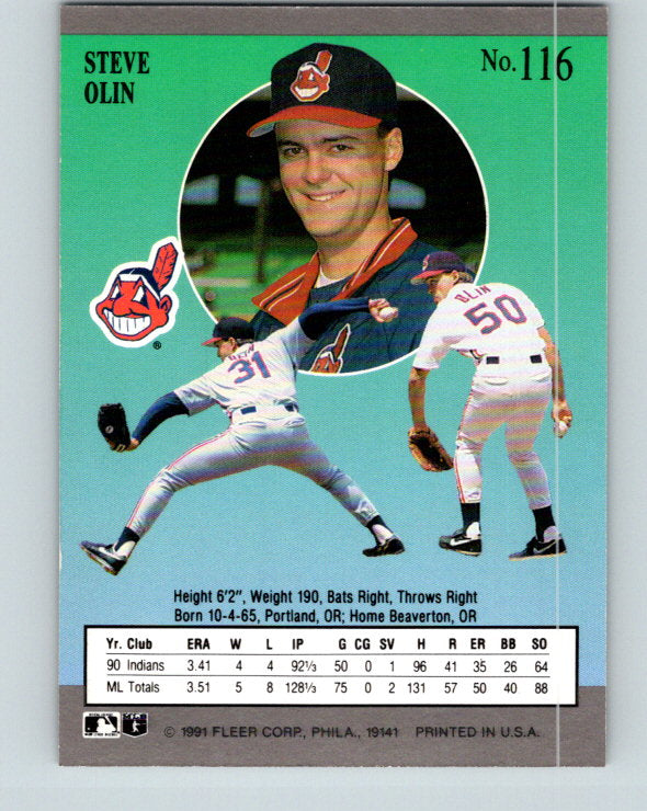 1991 Ultra #116 Steve Olin UER Mint Cleveland Indians
