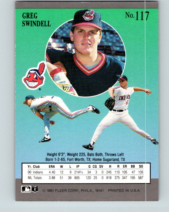 1991 Ultra #117 Greg Swindell Mint Cleveland Indians