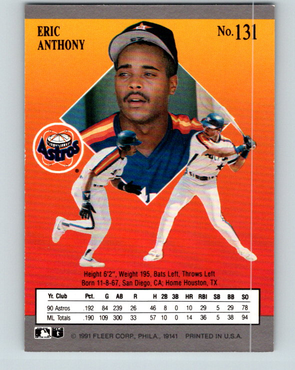 1991 Ultra #131 Eric Anthony Mint Houston Astros