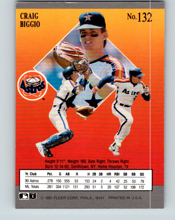 1991 Ultra #132 Craig Biggio Mint Houston Astros