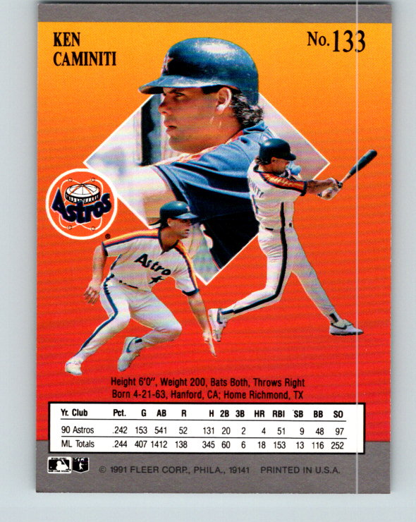 1991 Ultra #133 Ken Caminiti Mint Houston Astros