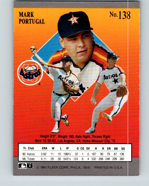 1991 Ultra #138 Mark Portugal Mint Houston Astros