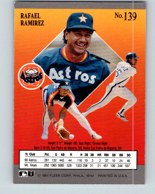 1991 Ultra #139 Rafael Ramirez Mint Houston Astros