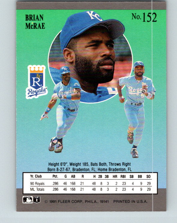 1991 Ultra #152 Brian McRae Mint RC Rookie Kansas City Royals