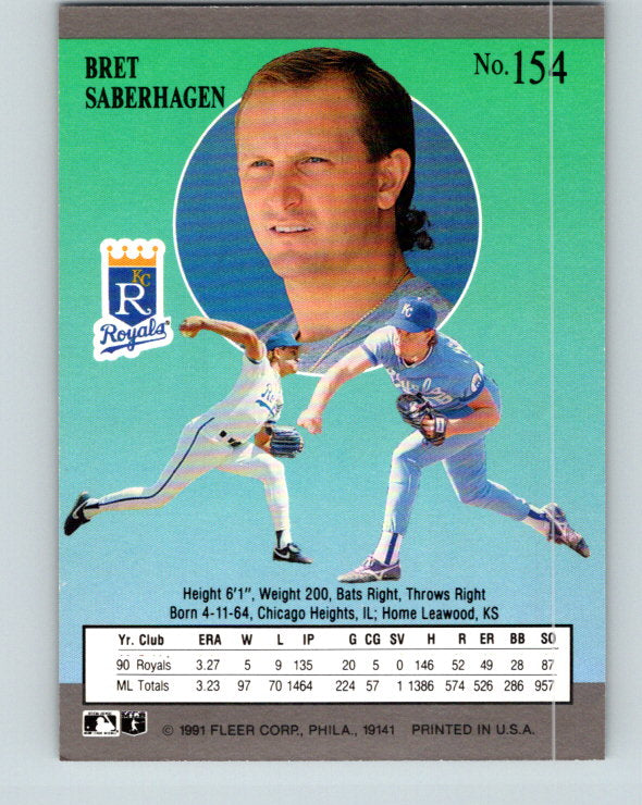 1991 Ultra #154 Bret Saberhagen Mint Kansas City Royals