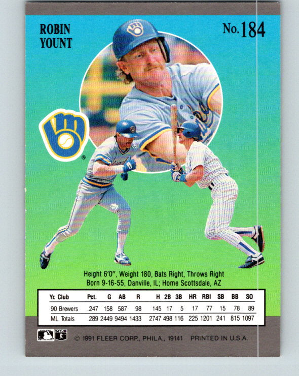 1991 Ultra #184 Robin Yount Mint Milwaukee Brewers