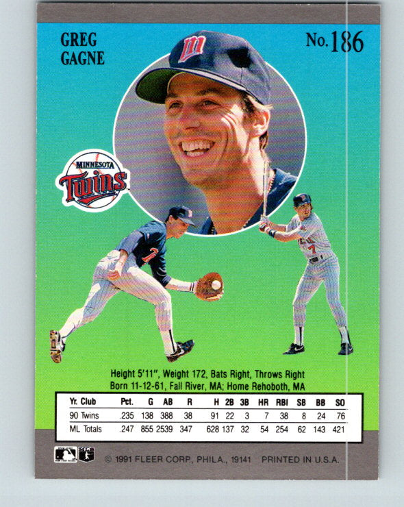 1991 Ultra #186 Greg Gagne Mint Minnesota Twins