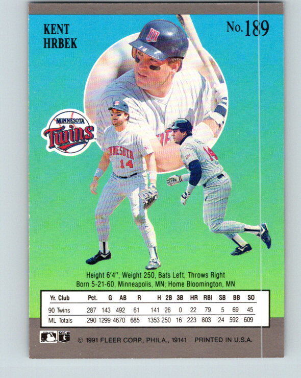 1991 Ultra #189 Kent Hrbek Mint Minnesota Twins