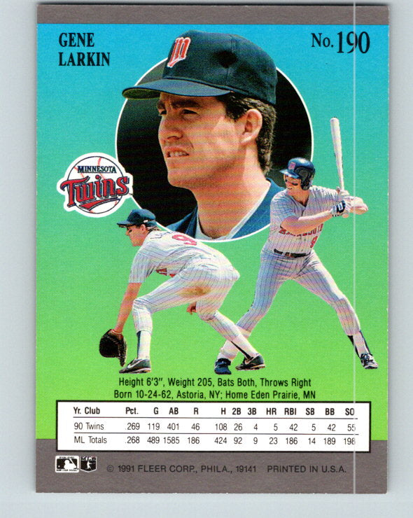 1991 Ultra #190 Gene Larkin Mint Minnesota Twins