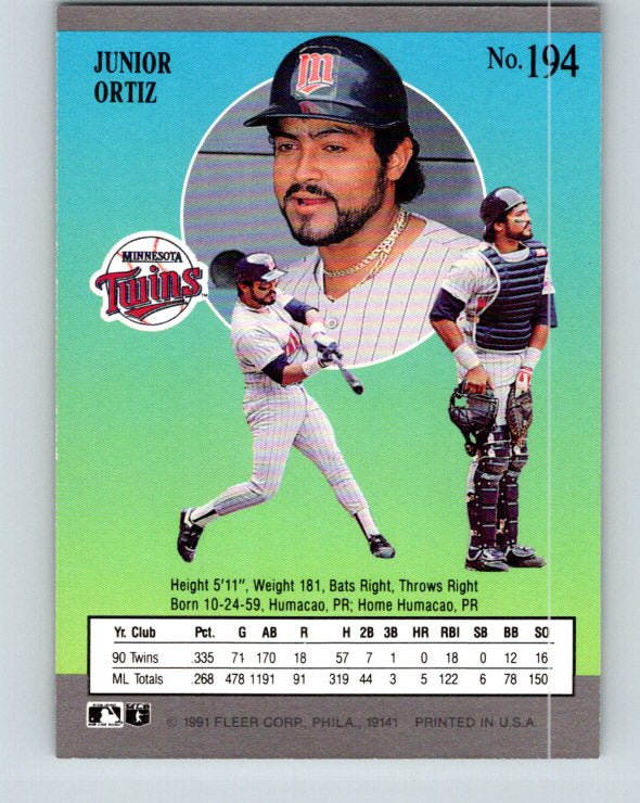 1991 Ultra #194 Junior Ortiz Mint Minnesota Twins