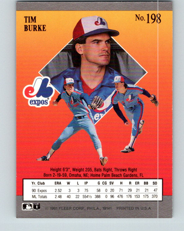 1991 Ultra #198 Tim Burke Mint Montreal Expos
