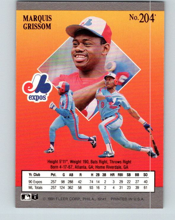 1991 Ultra #204 Marquis Grissom Mint Montreal Expos