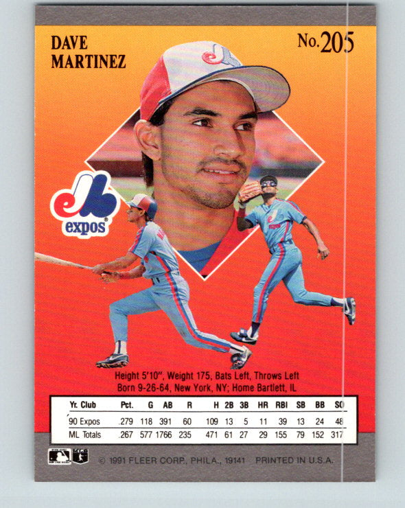 1991 Ultra #205 Dave Martinez Mint Montreal Expos