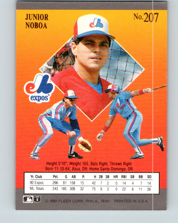 1991 Ultra #207 Junior Noboa Mint Montreal Expos