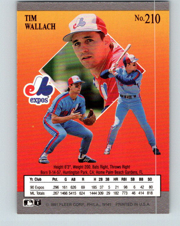 1991 Ultra #210 Tim Wallach Mint Montreal Expos