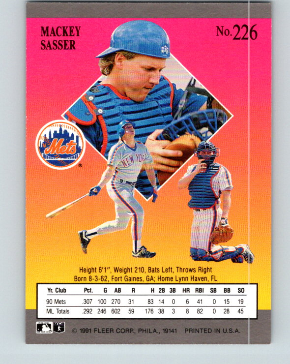 1991 Ultra #226 Mackey Sasser Mint New York Mets