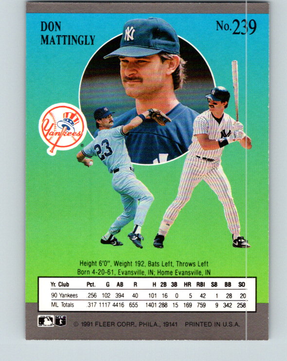 1991 Ultra #239 Don Mattingly Mint New York Yankees