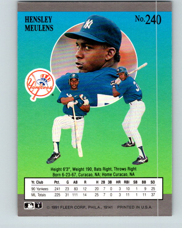 1991 Ultra #240 Hensley Meulens Mint New York Yankees