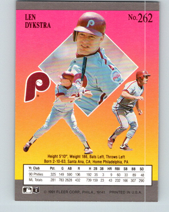 1991 Ultra #262 Lenny Dykstra Mint Philadelphia Phillies