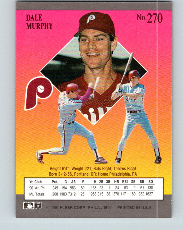 1991 Ultra #270 Dale Murphy Mint Philadelphia Phillies