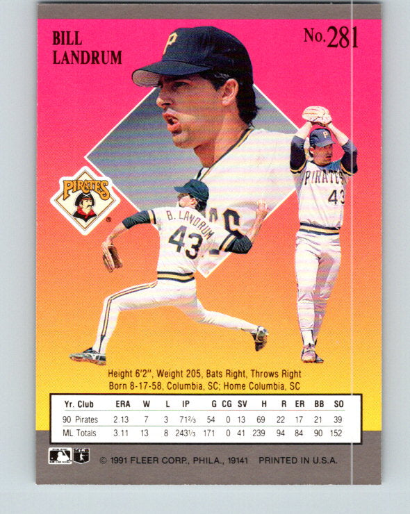 1991 Ultra #281 Bill Landrum Mint Pittsburgh Pirates