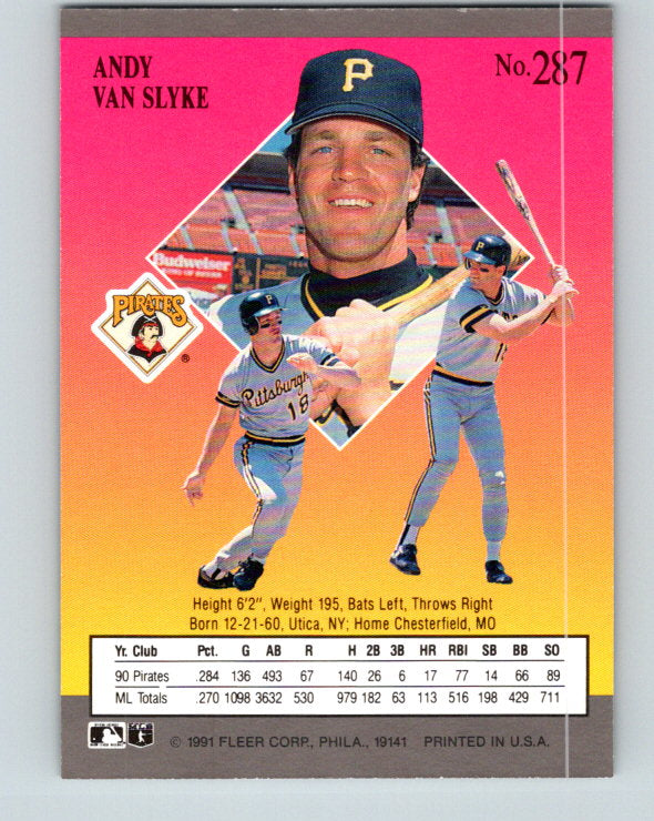 1991 Ultra #287 Andy Van Slyke Mint Pittsburgh Pirates