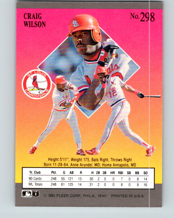 1991 Ultra #298 Craig Wilson Mint RC Rookie St. Louis Cardinals