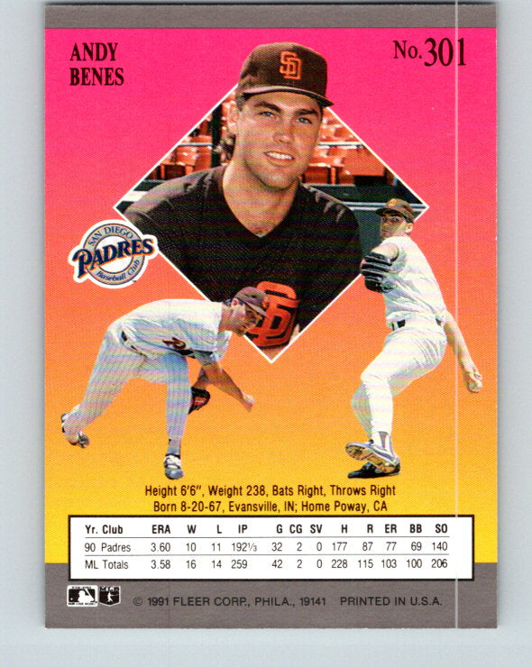 1991 Ultra #301 Andy Benes Mint San Diego Padres