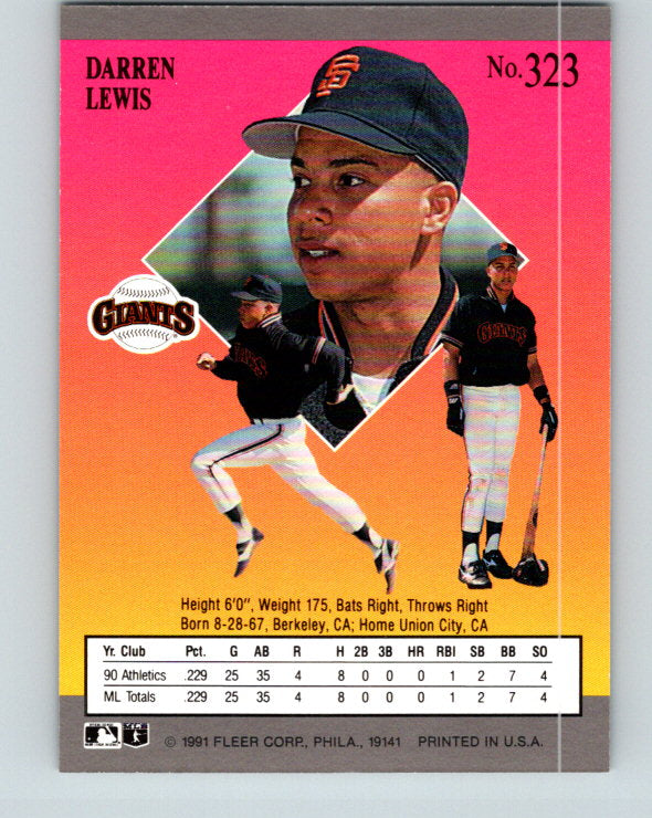 1991 Ultra #323 Darren Lewis Mint San Francisco Giants