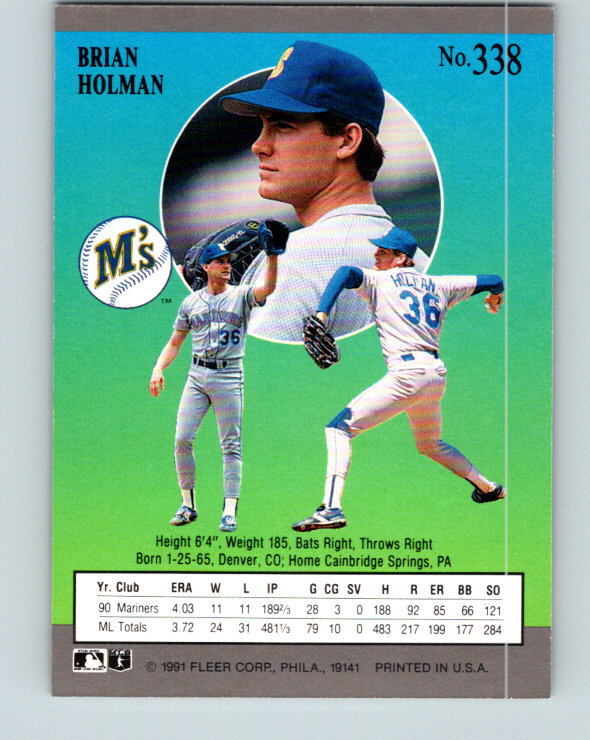1991 Ultra #338 Brian Holman Mint Seattle Mariners