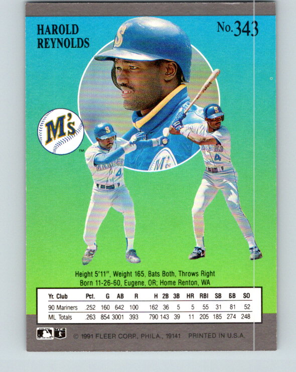 1991 Ultra #343 Harold Reynolds Mint Seattle Mariners