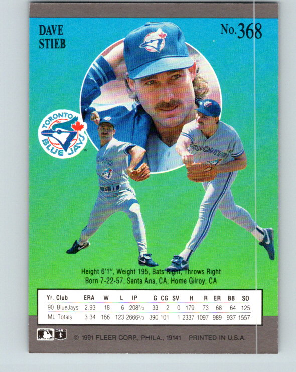 1991 Ultra #368 Dave Stieb Mint Toronto Blue Jays