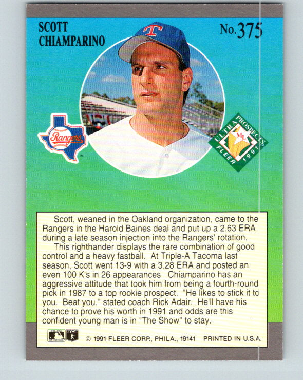 1991 Ultra #375 Scott Chiamparino MLP Mint Texas Rangers