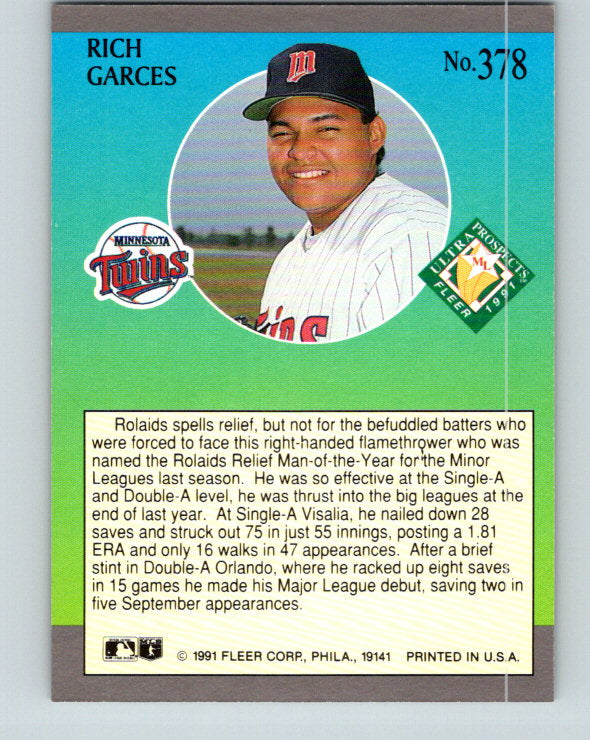 1991 Ultra #378 Rich Garces MLP Mint RC Rookie Minnesota Twins