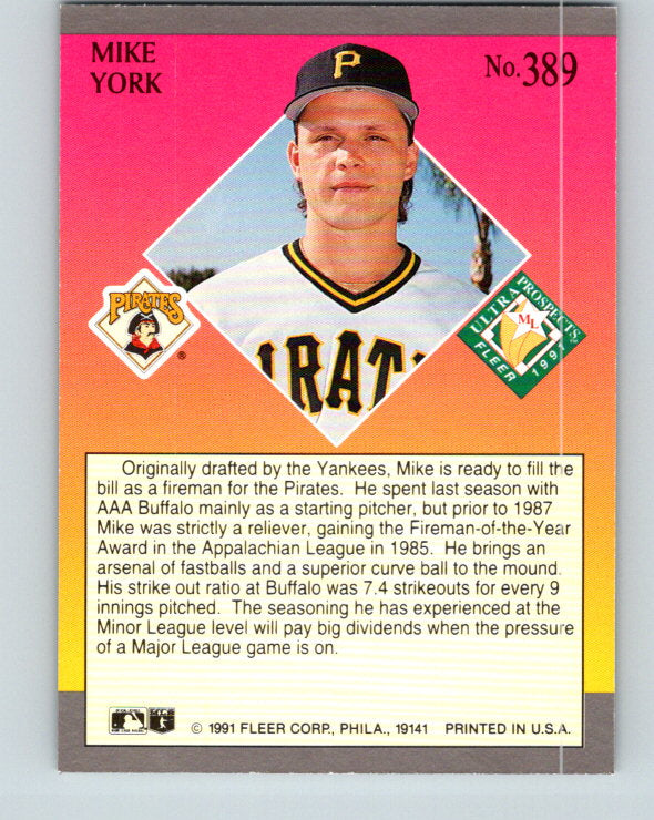 1991 Ultra #389 Mike York MLP Mint RC Rookie Pittsburgh Pirates