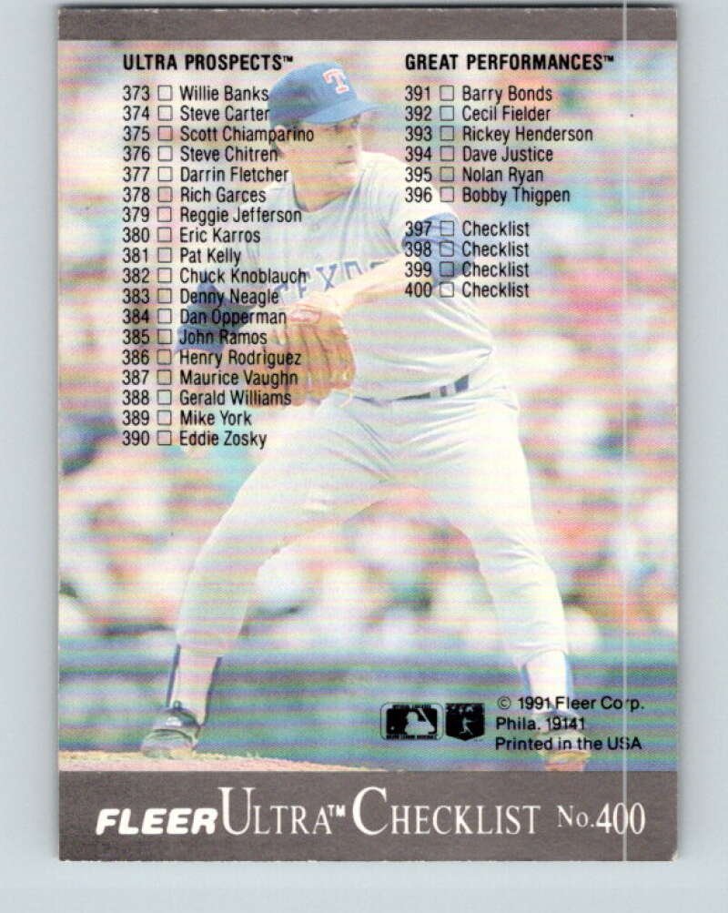 1991 Ultra #400 Nolan Ryan CL Mint Texas Rangers